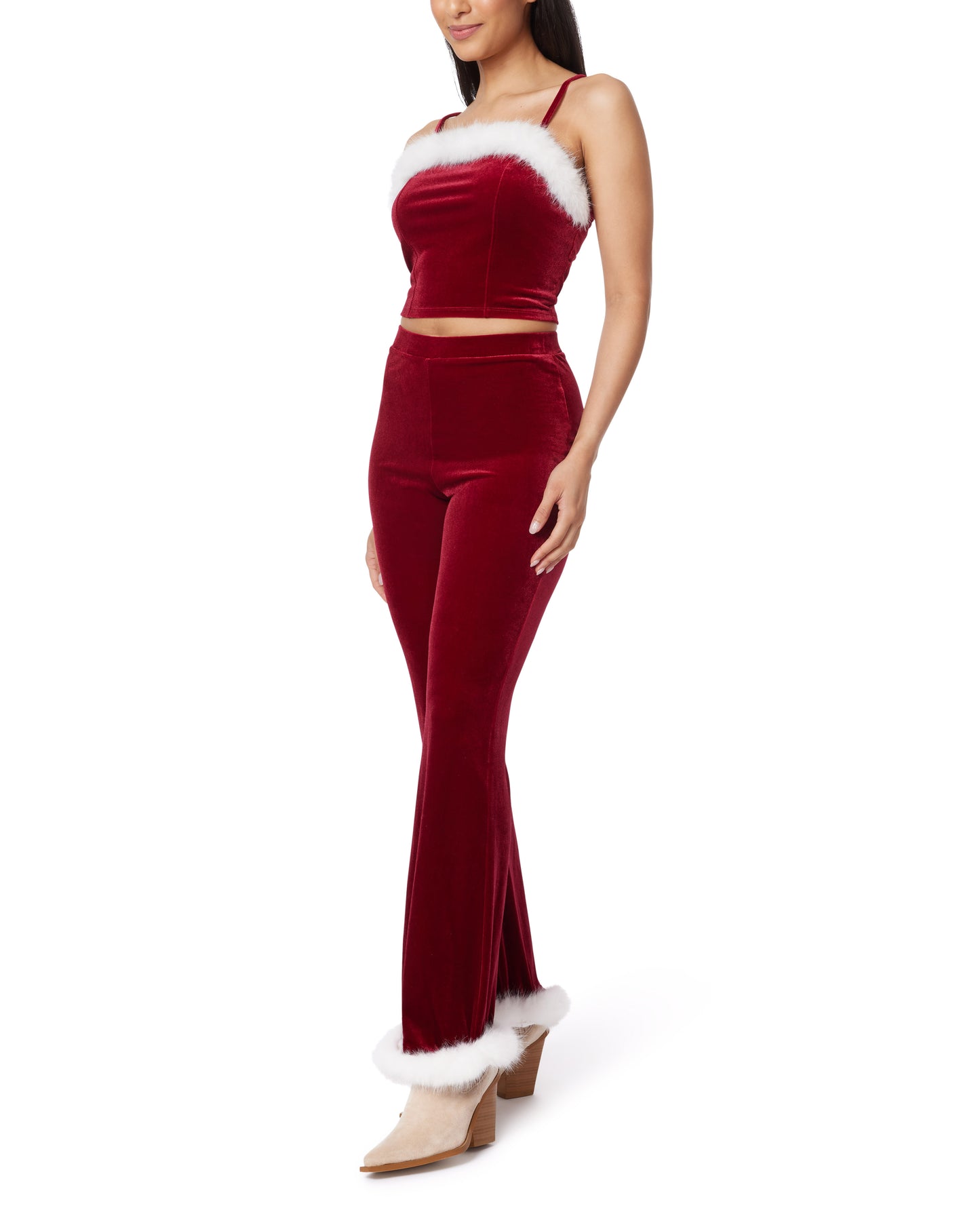 Mrs. Clause Crop Cami Mini Flare Pant Set