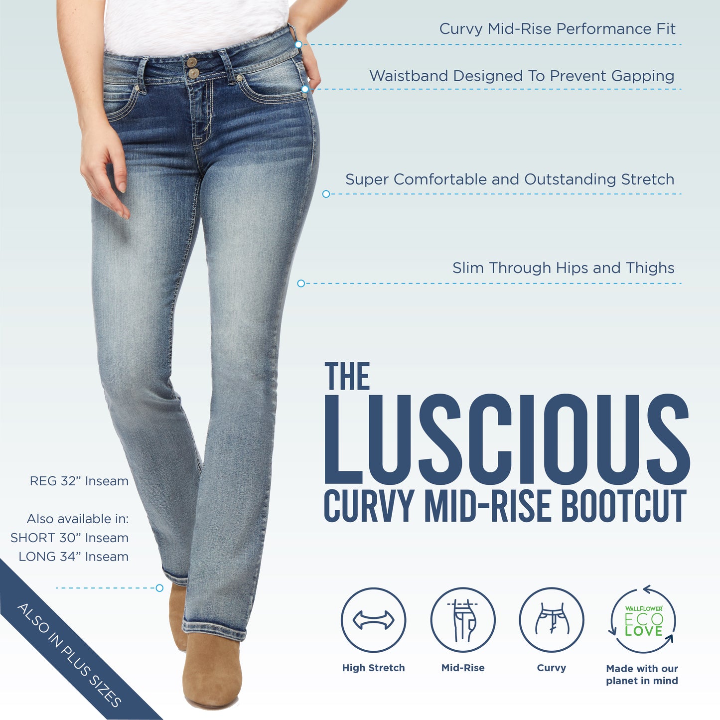 Plus and Regular Insta Stretch Luscious Curvy Bootcut Jeans
