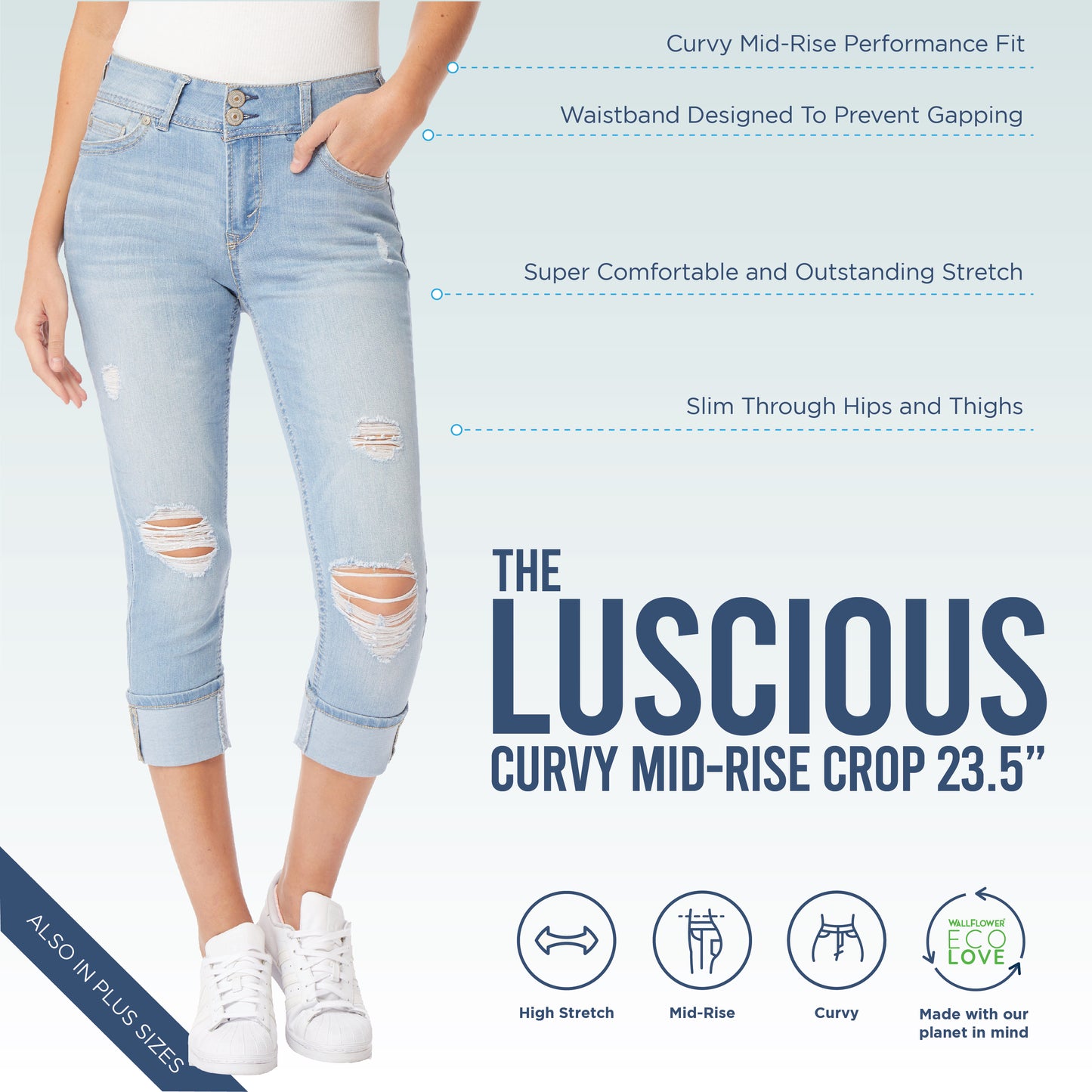 InstaStretch Luscious Curvy Cuffed Crop Jeans