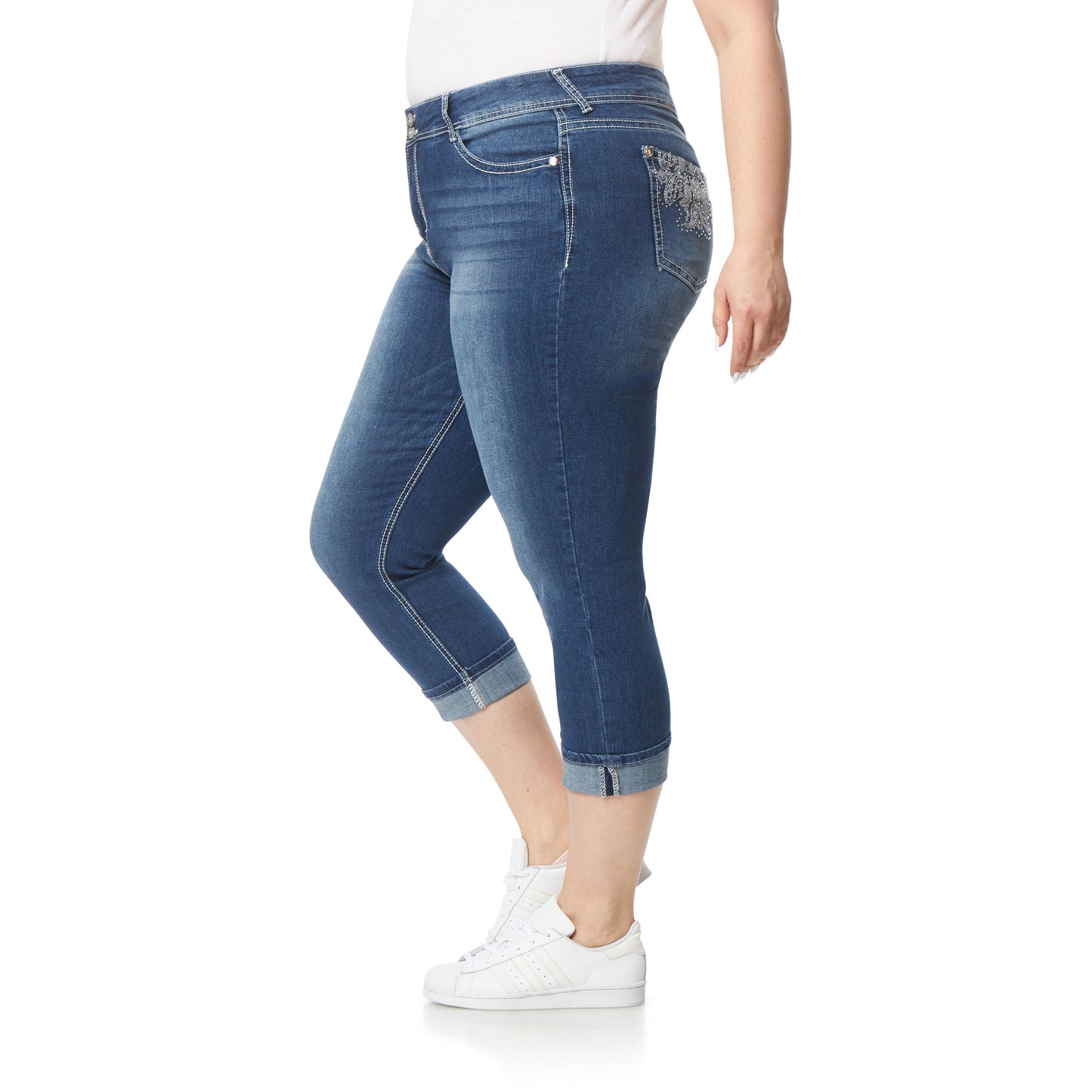 Plus InstaStretch Stretch Luscious Curvy Bling Mid-Rise Crop Jeans