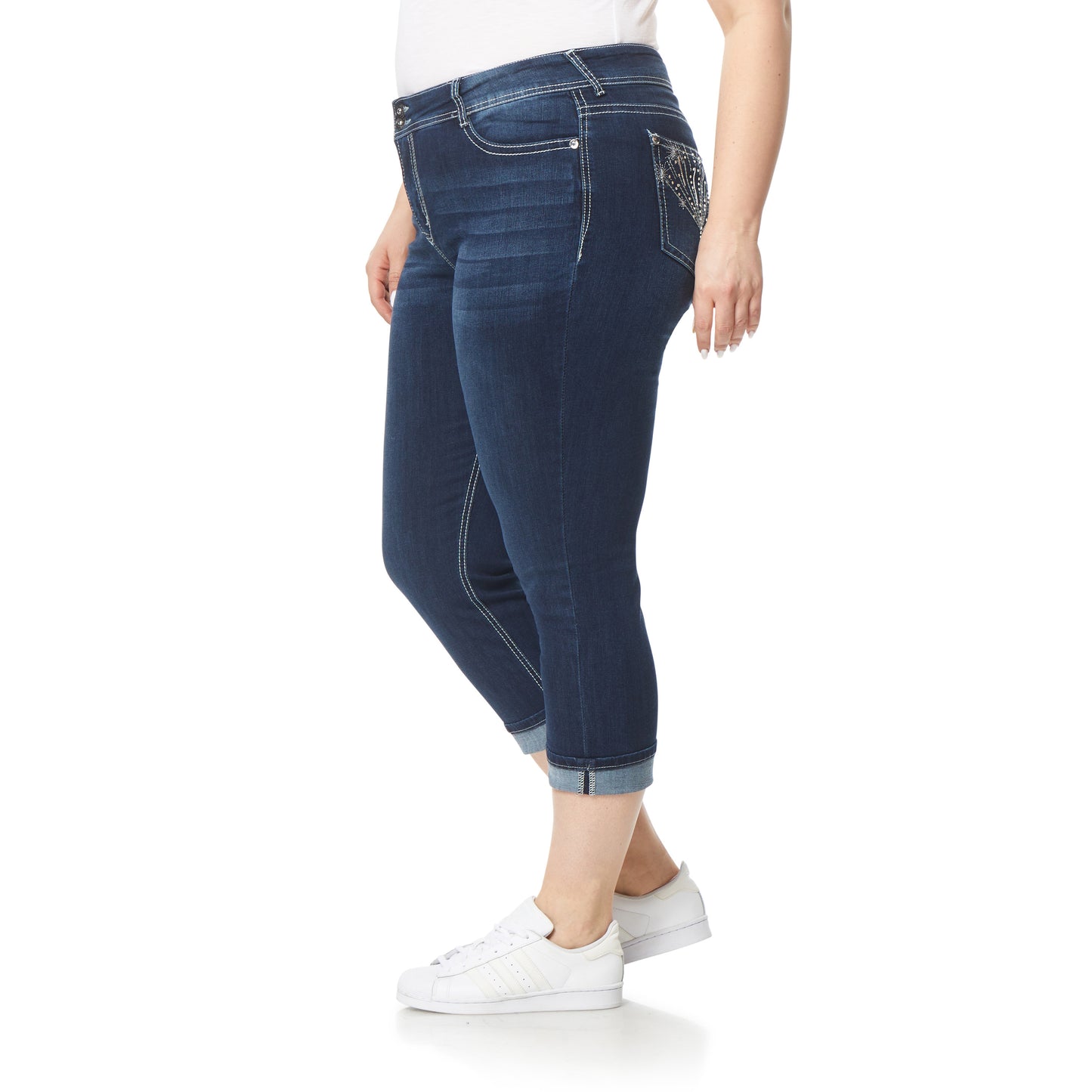 Plus InstaStretch Luscious Curvy Mid-Rise Bling Crop Jeans