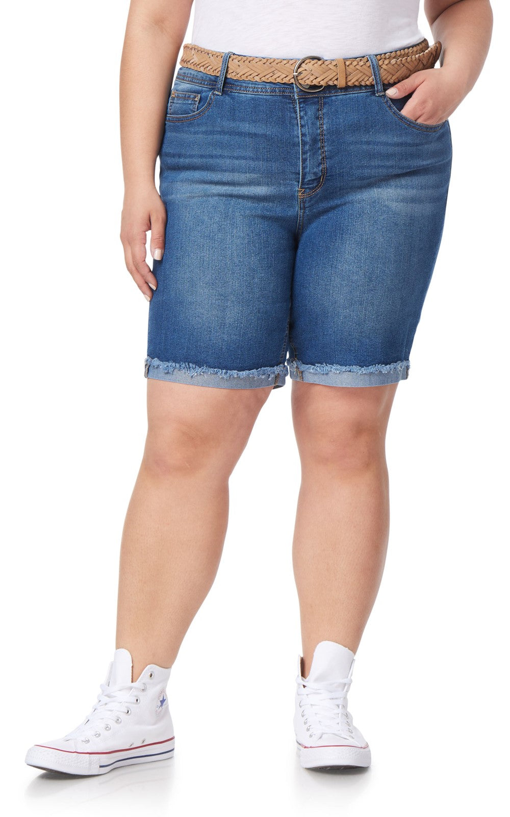 InstaStretch® Belted Luscious Curvy Bermuda Shorts