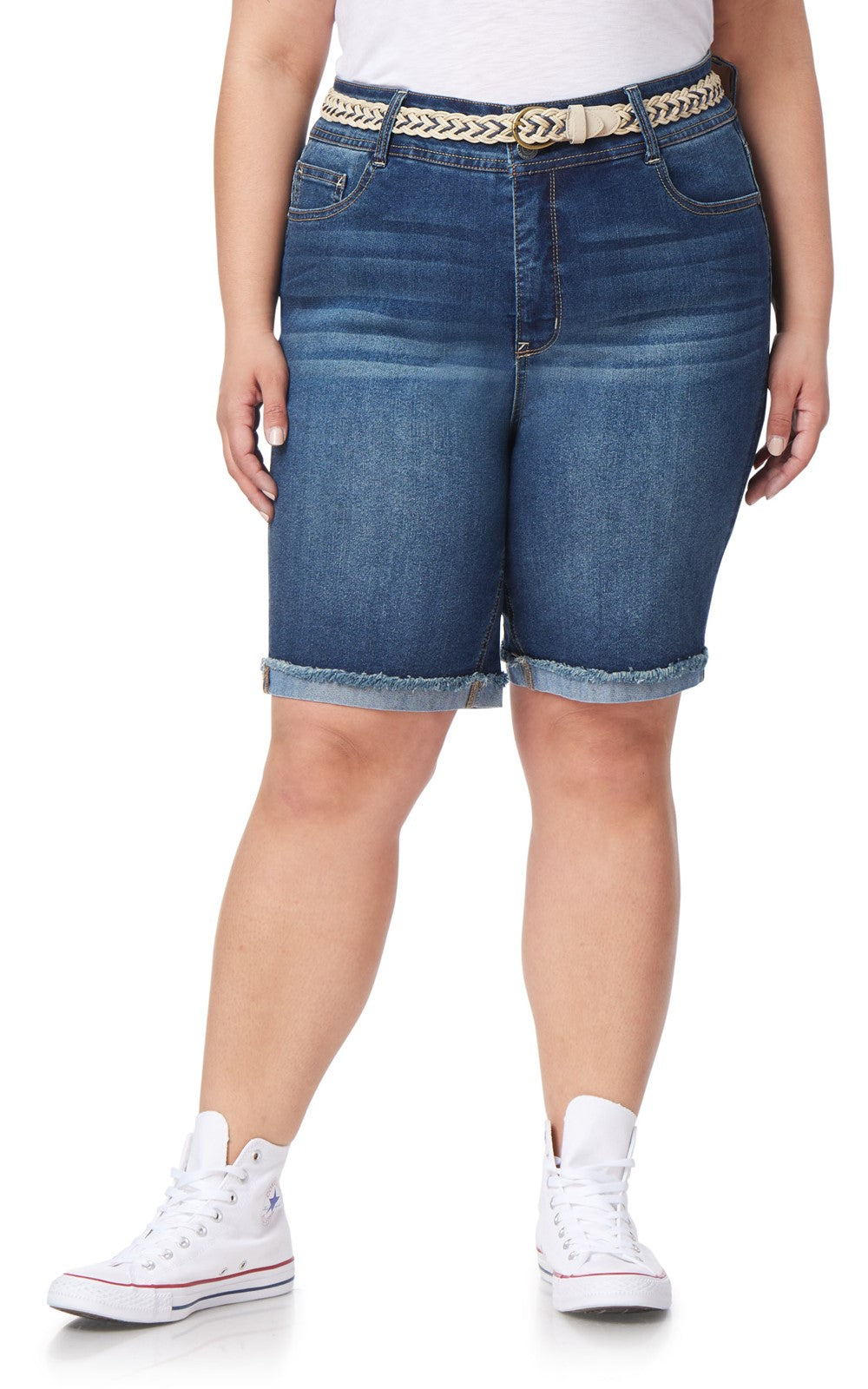 InstaStretch® Belted Luscious Curvy Bermuda Shorts
