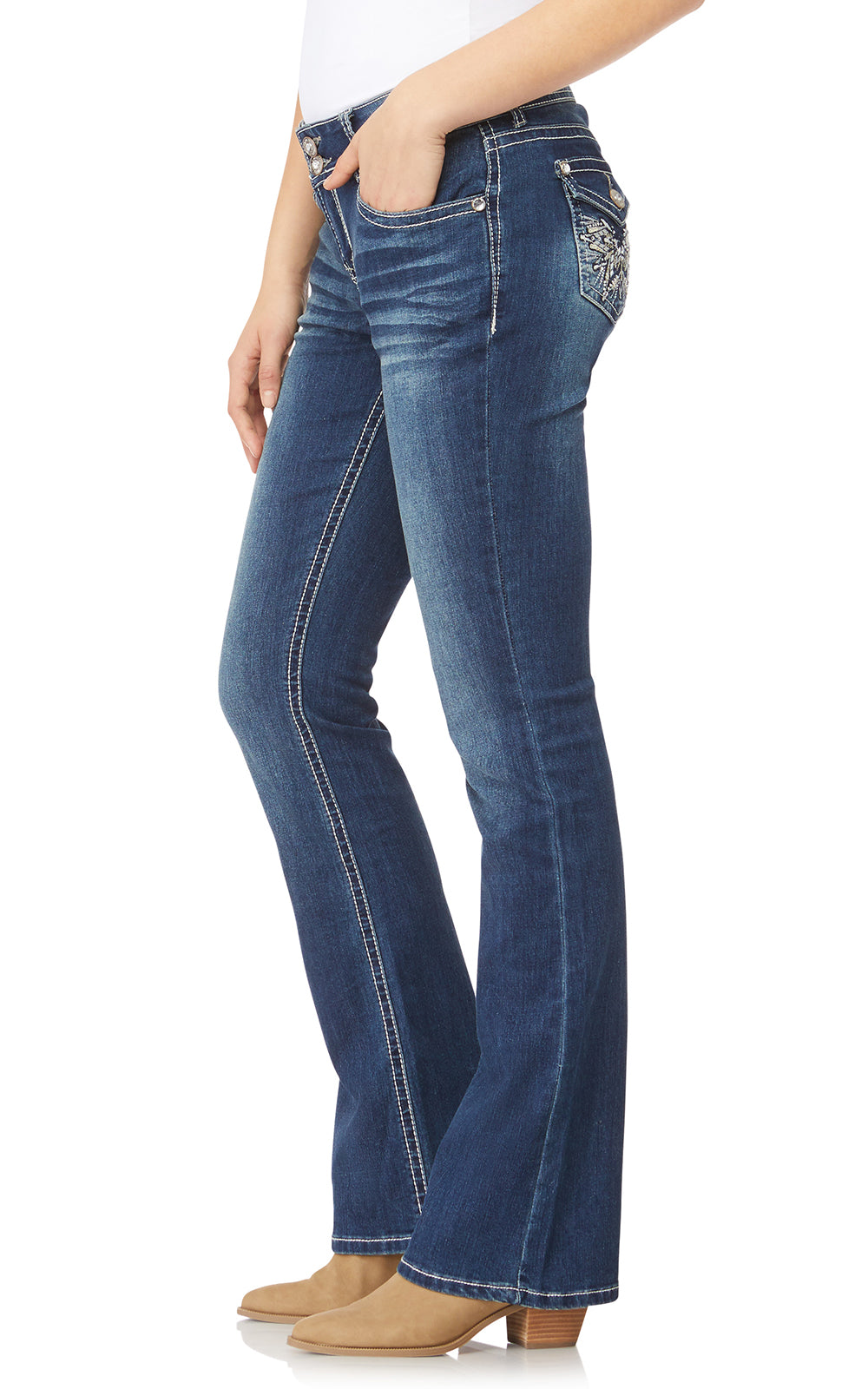 Plus InstaStretch Luscious Curvy Bootcut Mid-Rise Bling Jeans