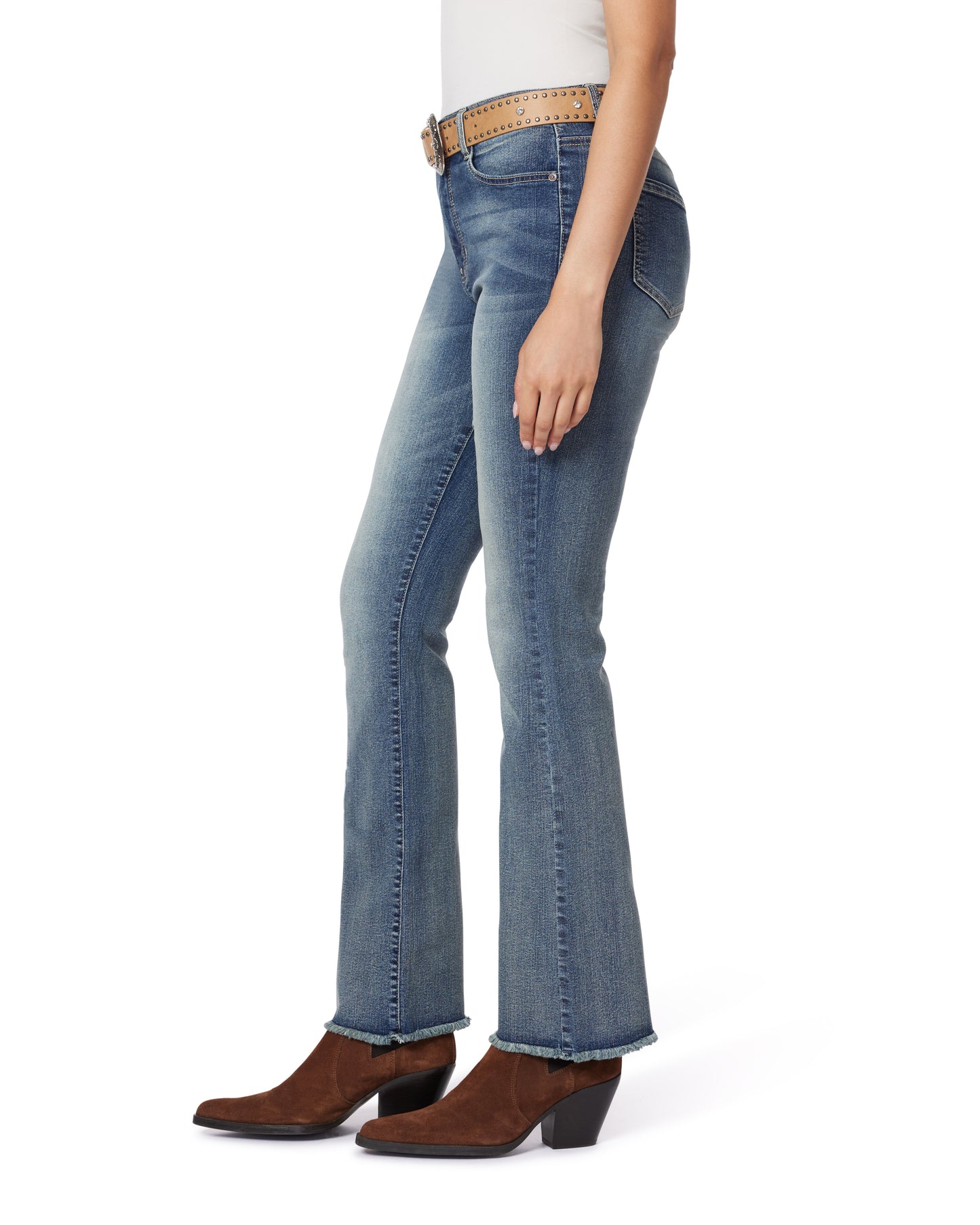 InstaVintage Fearless Curvy Belted Flare High Rise Jeans