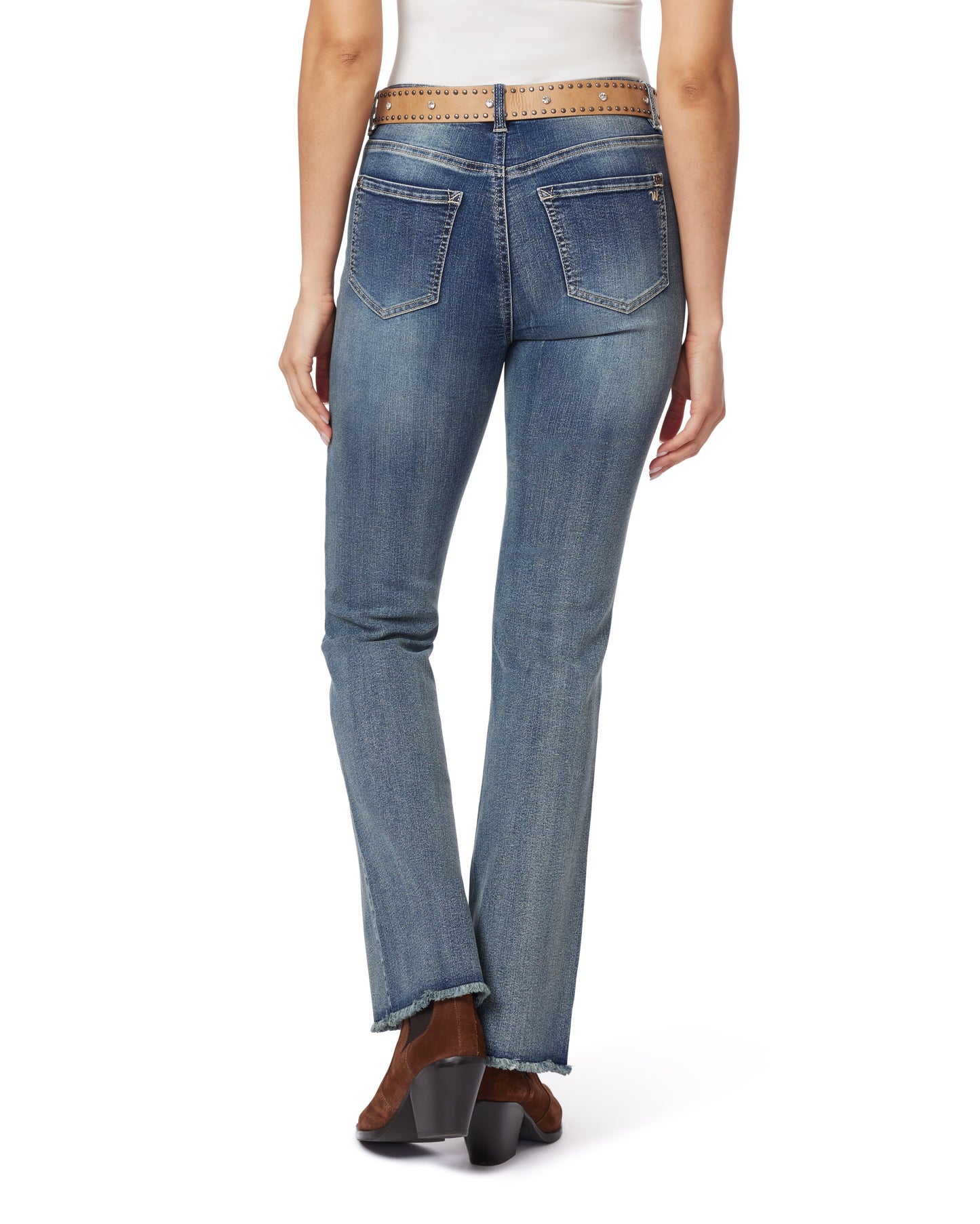 InstaVintage Fearless Curvy Belted Flare High Rise Jeans