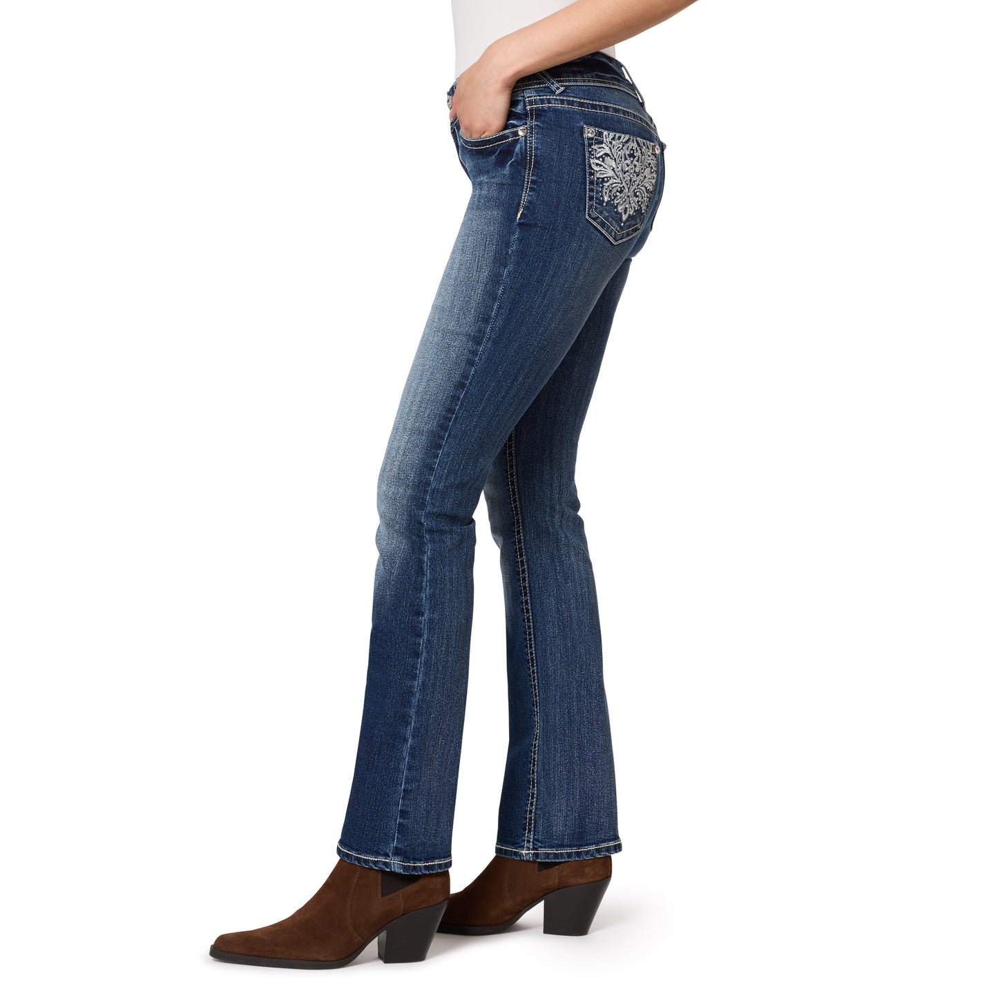 Insta Stretch Luscious Curvy Bootcut Mid-Rise Bling Jeans