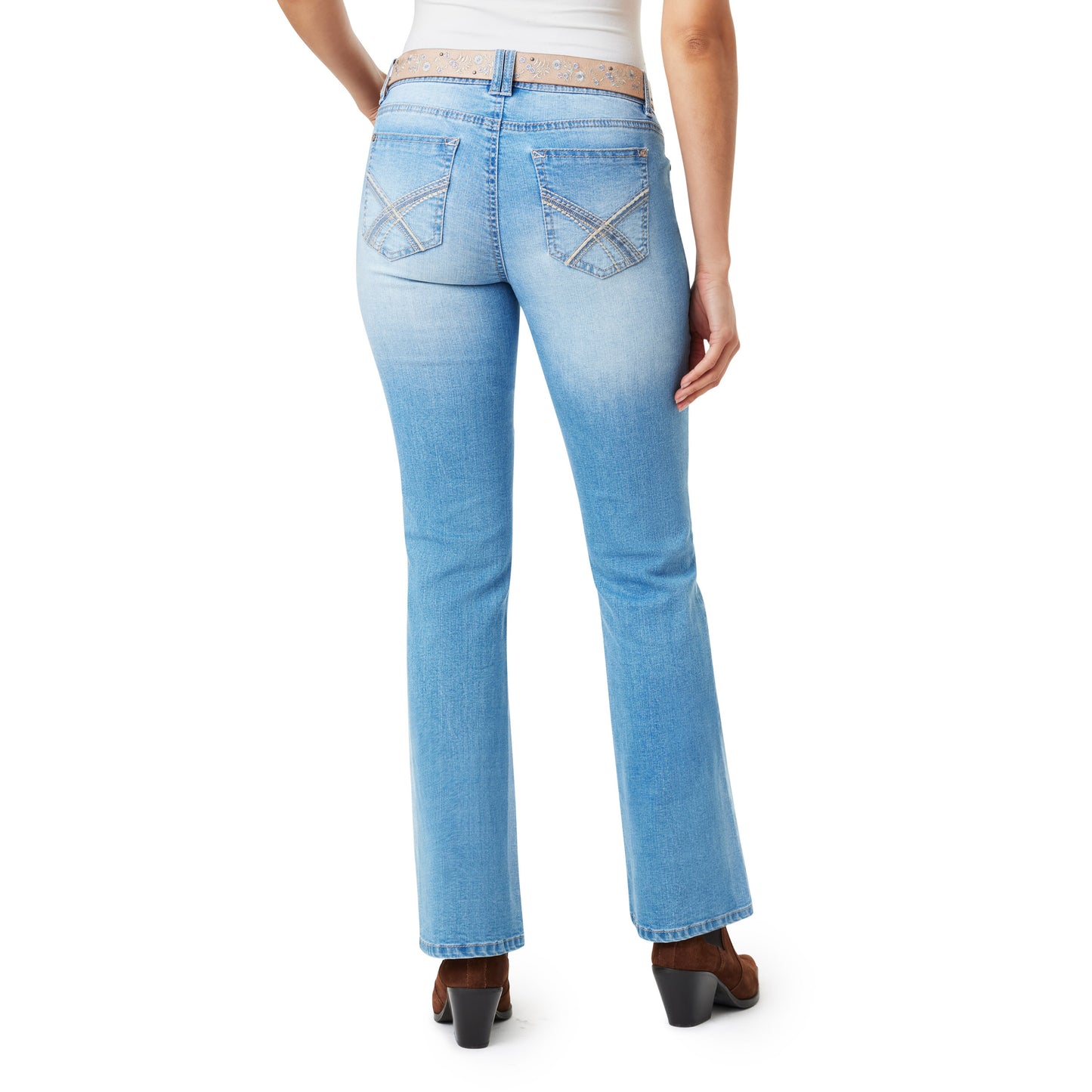 InstaStretch Luscious Curvy Belted Mid-Rise Bootcut Jeans
