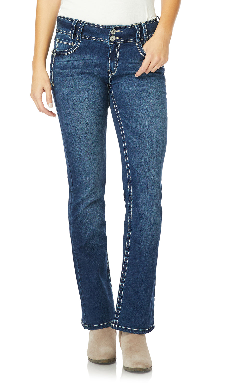 InstaStretch® Luscious Curvy Bootcut Jeans- Long Inseam