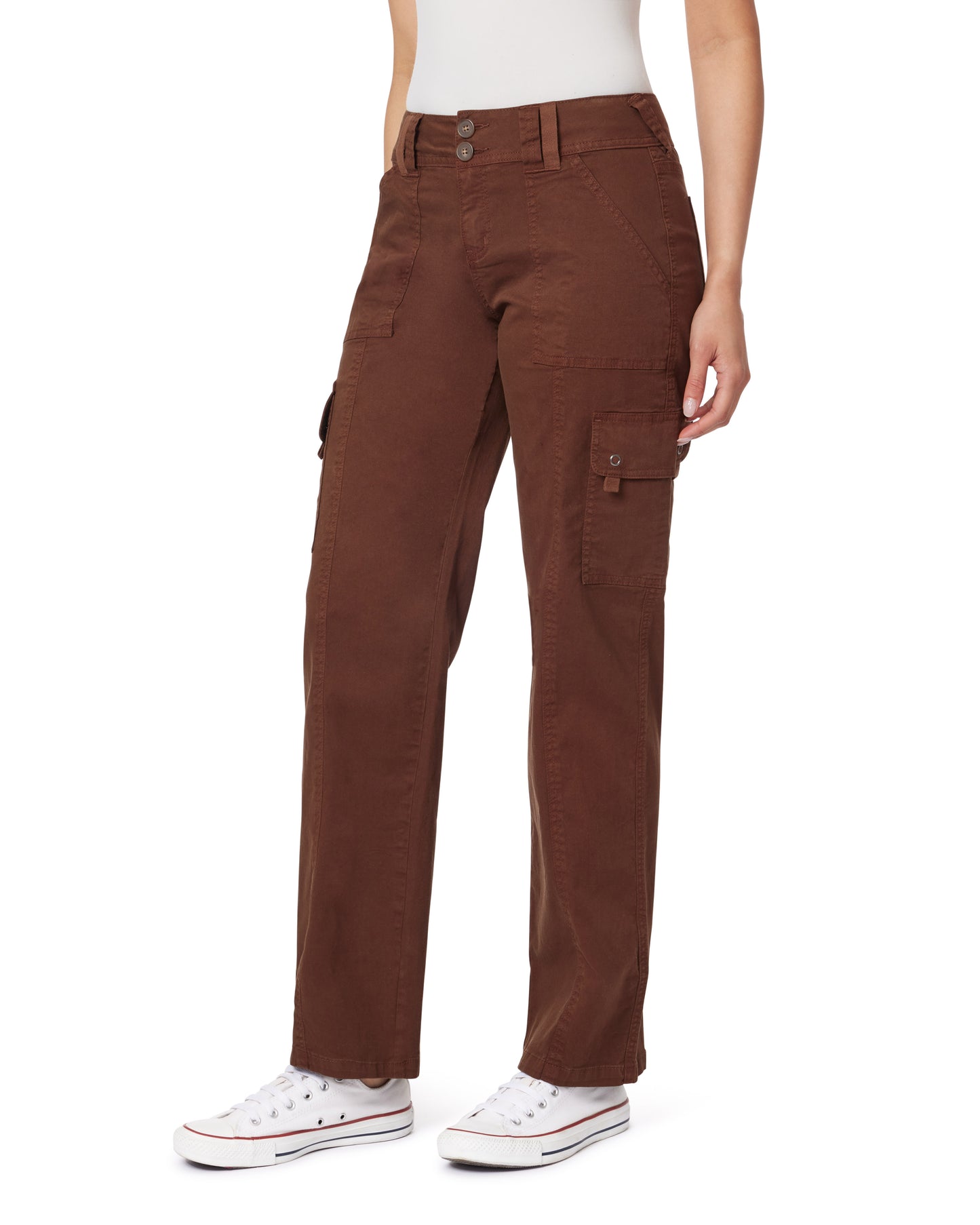 InstaStretch Luscious Curvy Twill Relaxed Cargo Straight Mid Rise Pants