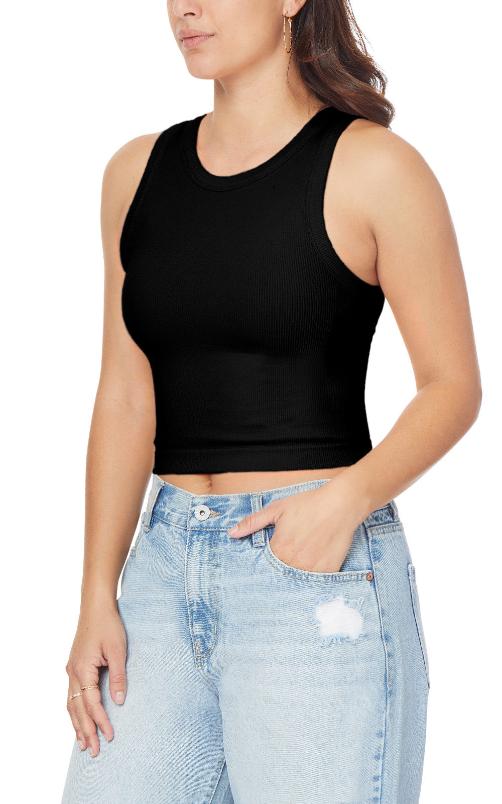 InstaSmooth® Cindy Seamless Rib High Crew Tank 2 Pack