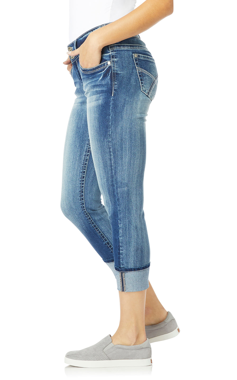 InstaStretch Luscious Curvy Cuffed Crop Jeans – WallFlower Jeans