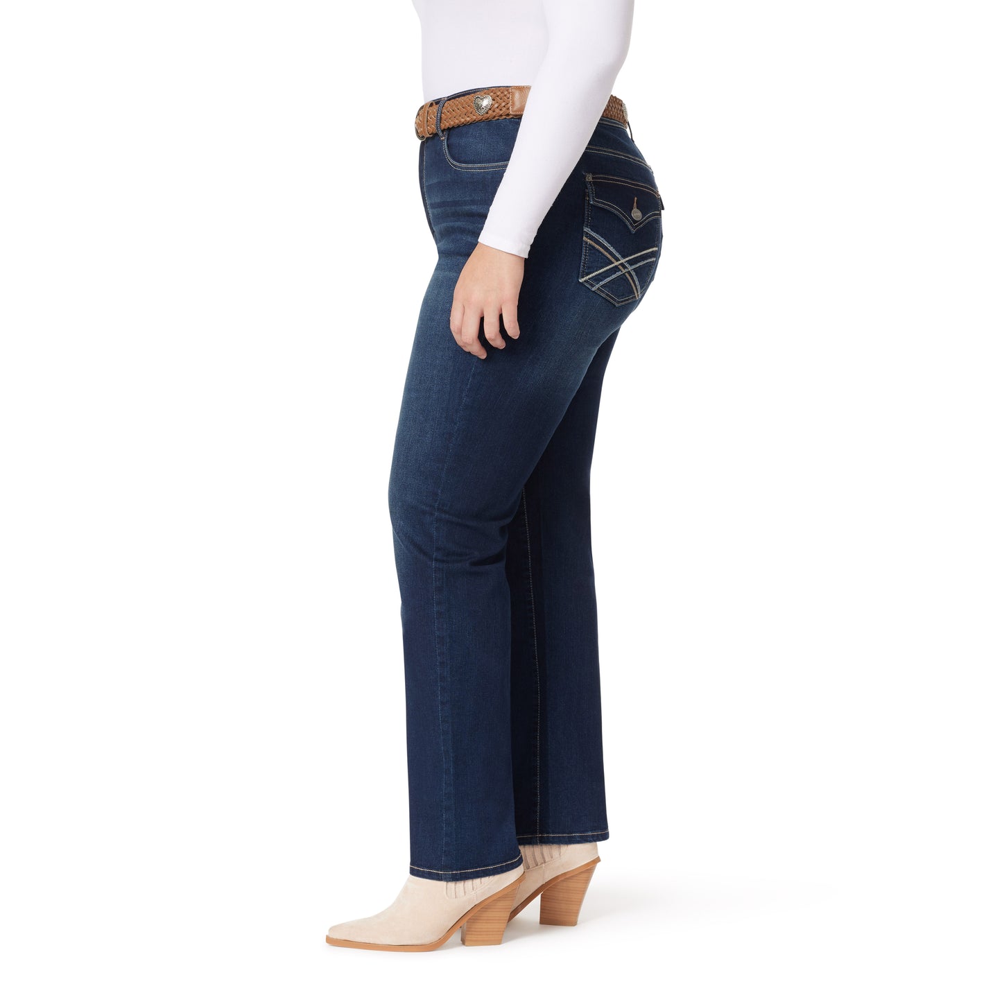 Plus InstaStretch Legendary Slim Mid-Rise Belted Bootcut Jeans