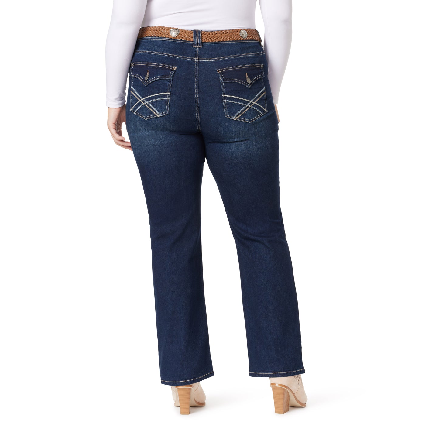 Plus InstaStretch Legendary Slim Mid-Rise Belted Bootcut Jeans