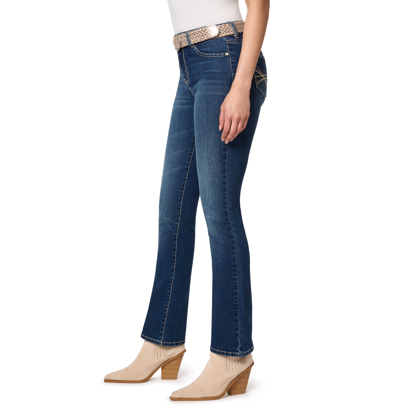 InstaStretch Legendary Slim Bootcut Mid-Rise Belted Jeans