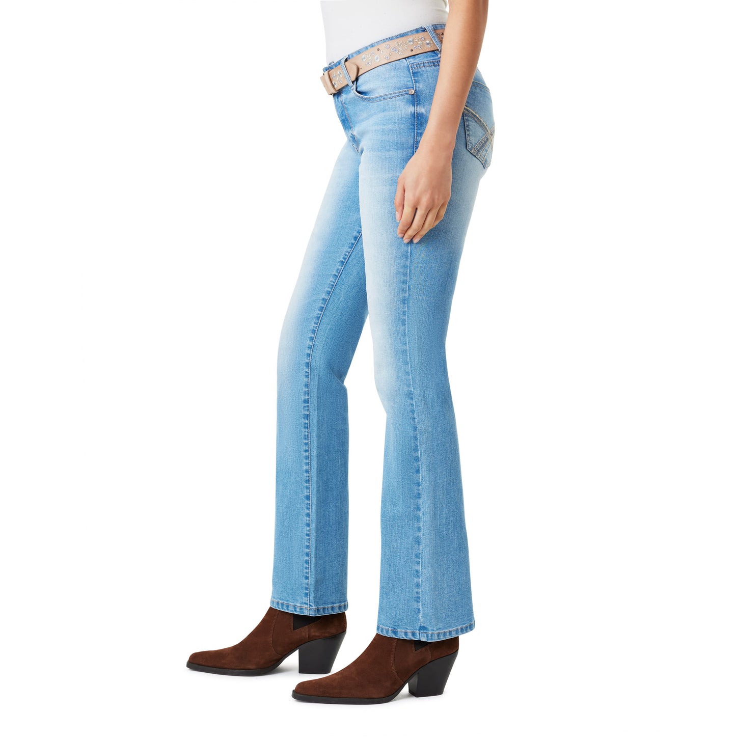 InstaStretch Luscious Curvy Belted Mid-Rise Bootcut Jeans