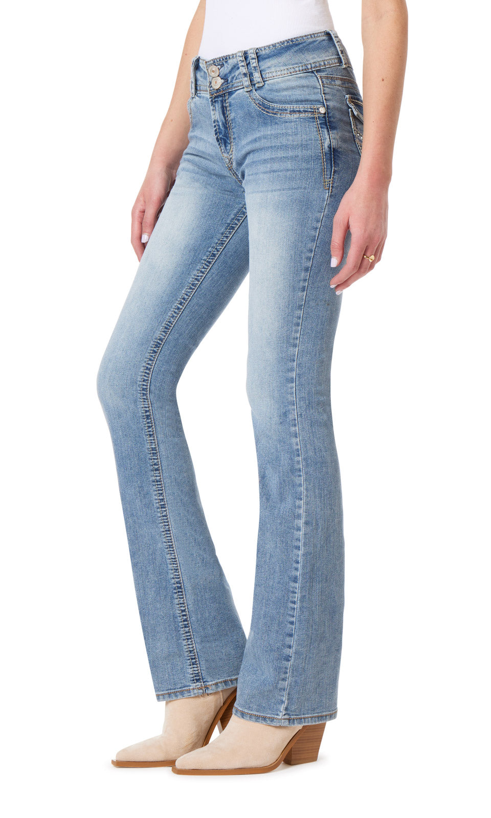 InstaStretch® Luscious Curvy Bootcut Jeans- Long Inseam