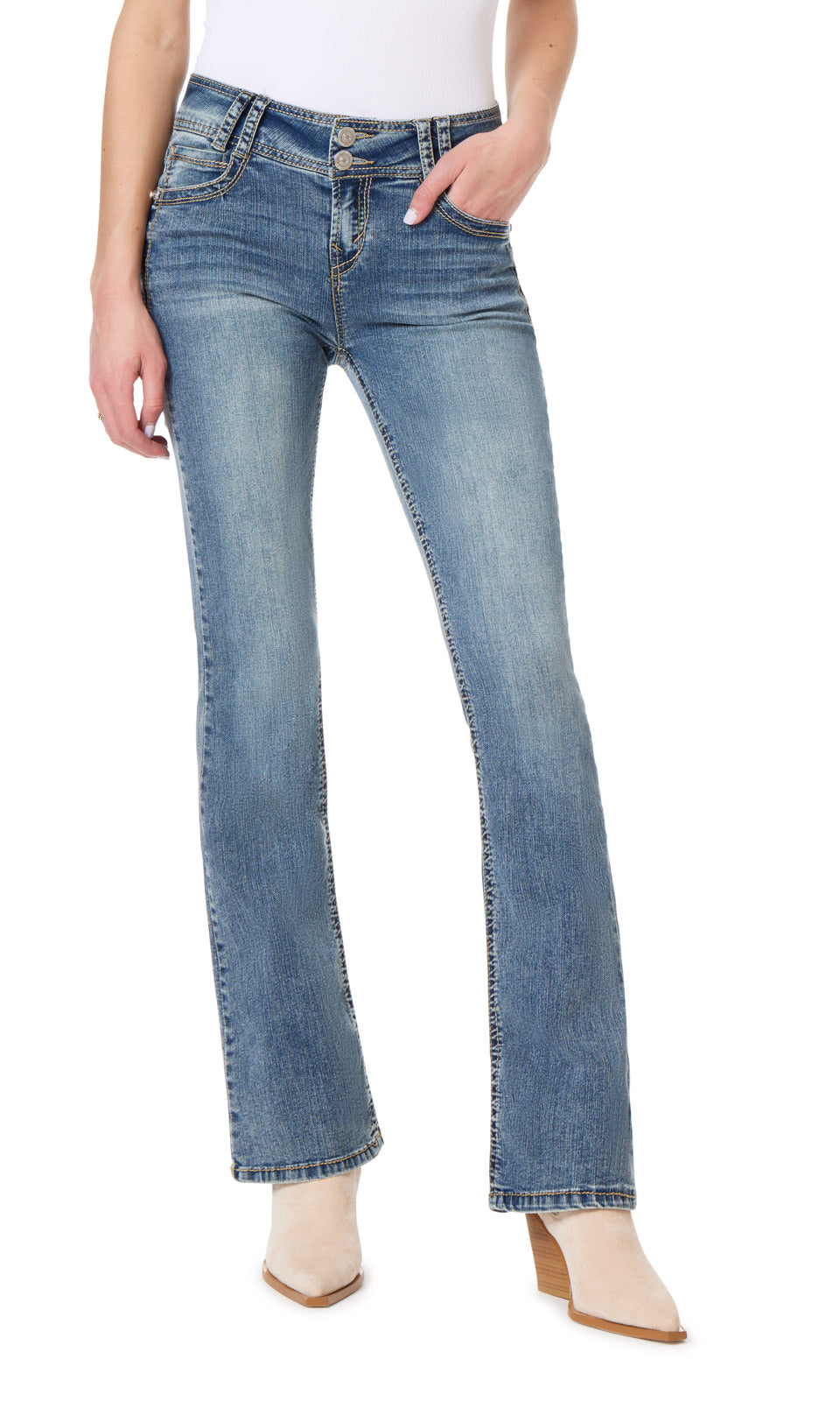InstaStretch® Luscious Curvy Bootcut Jeans- Long Inseam