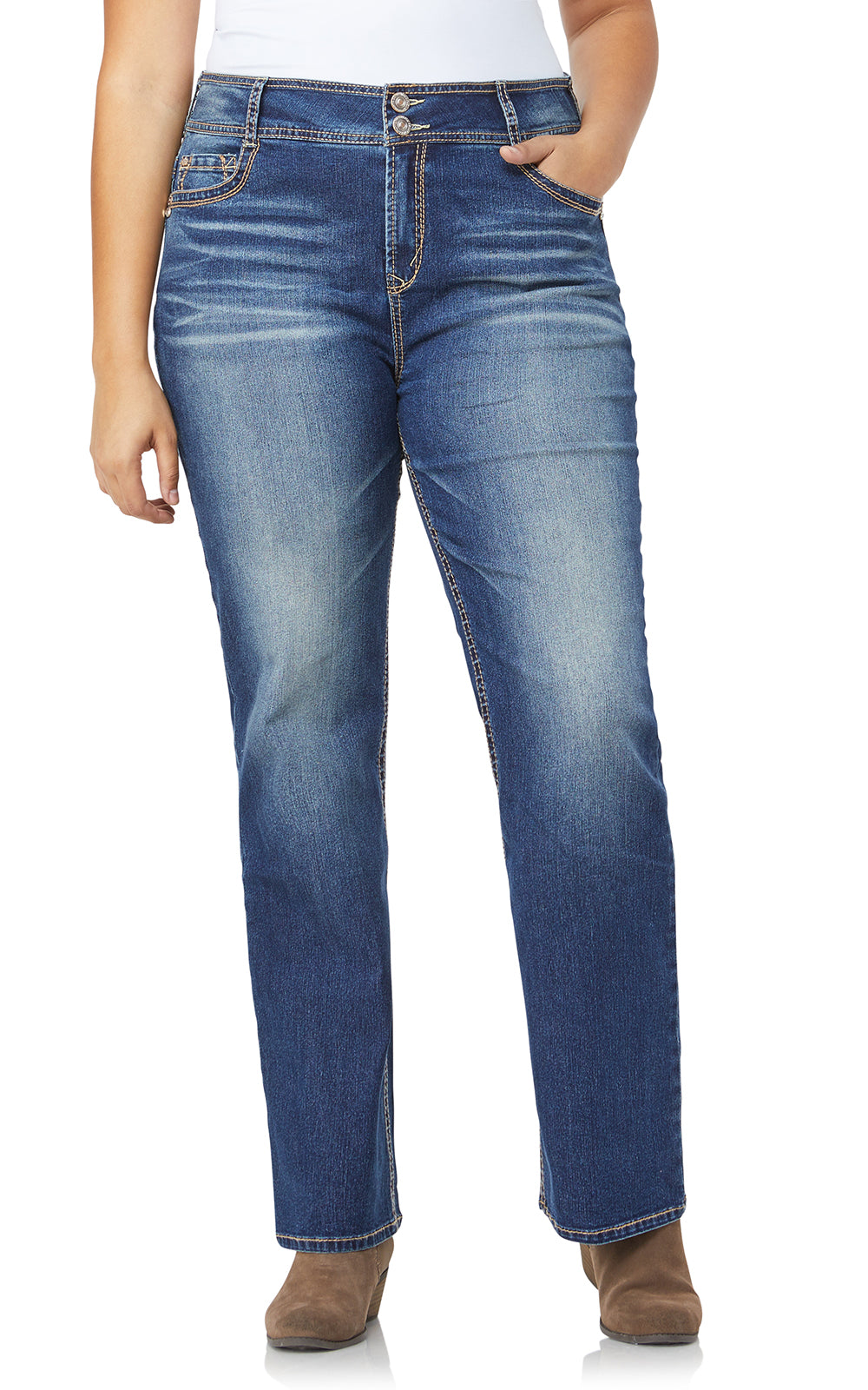 Plus InstaStretch® Luscious Curvy Bootcut Jeans- Long Inseam