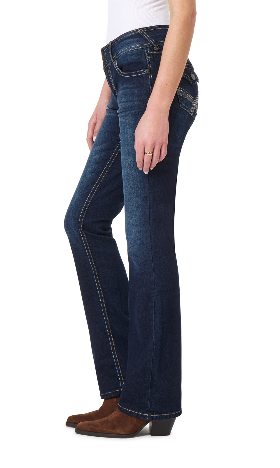 InstaStretch Mid-Rise Luscious Curvy Bootcut Jeans- Long Inseam