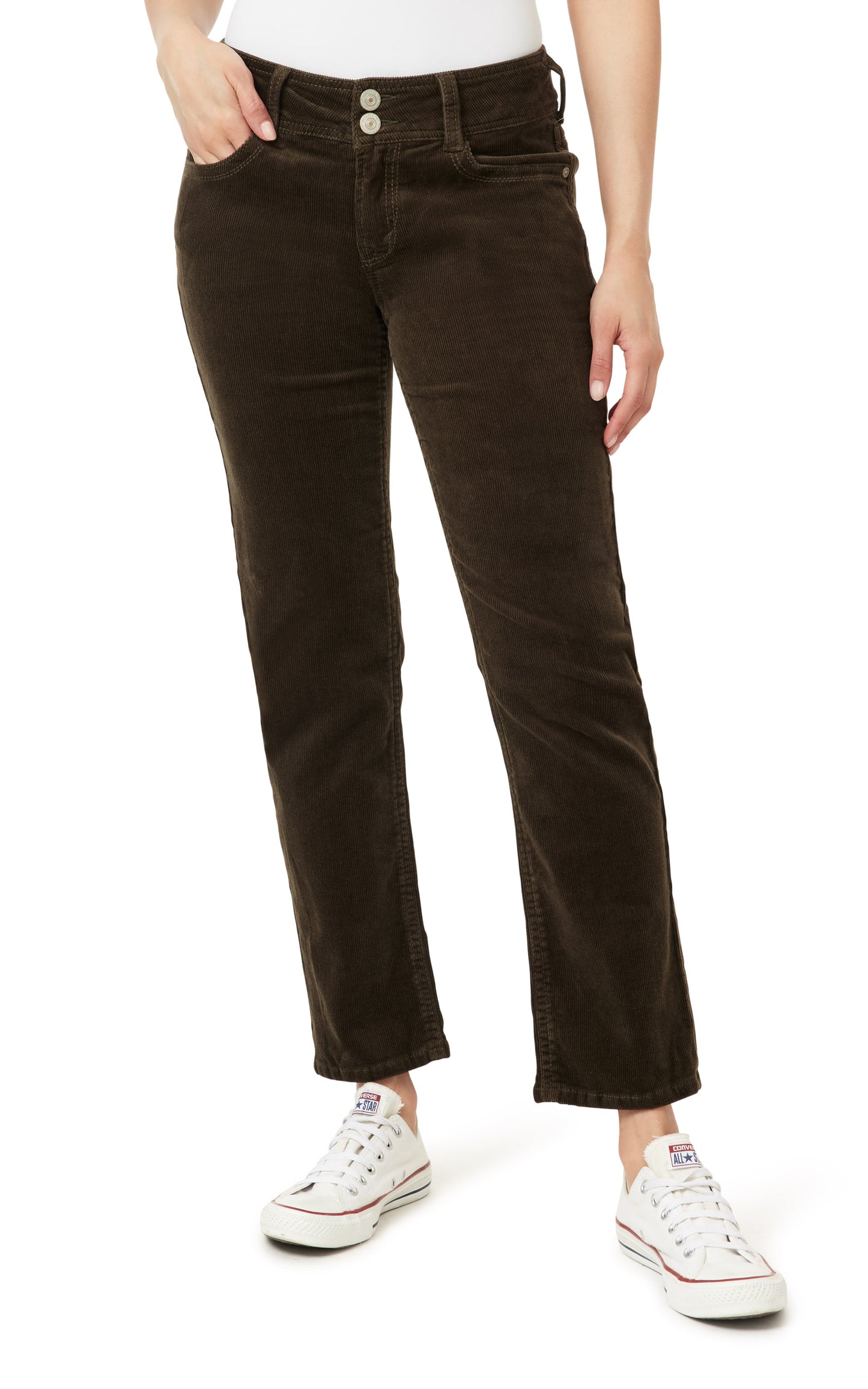 Luscious Curvy Mid-RIse Straight Corduroy Jeans