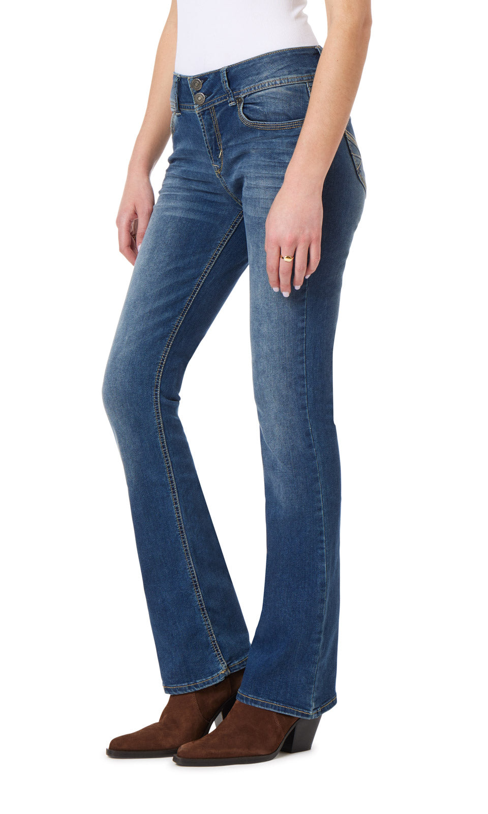InstaStretch Luscious Curvy Mid-Rise Bootcut Jeans- Short Inseam