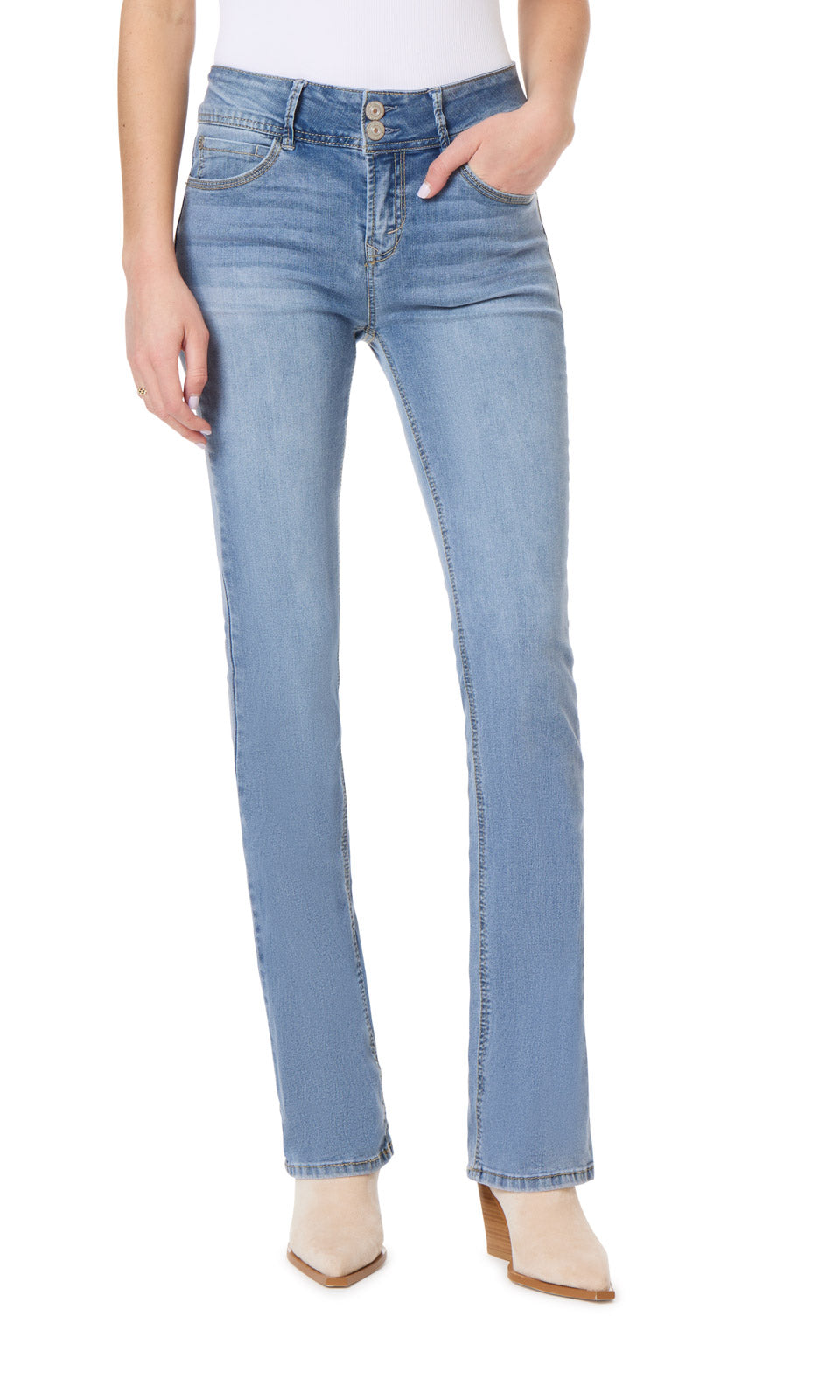 InstaStretch Luscious Curvy Mid-Rise Bootcut Jeans- Short Inseam