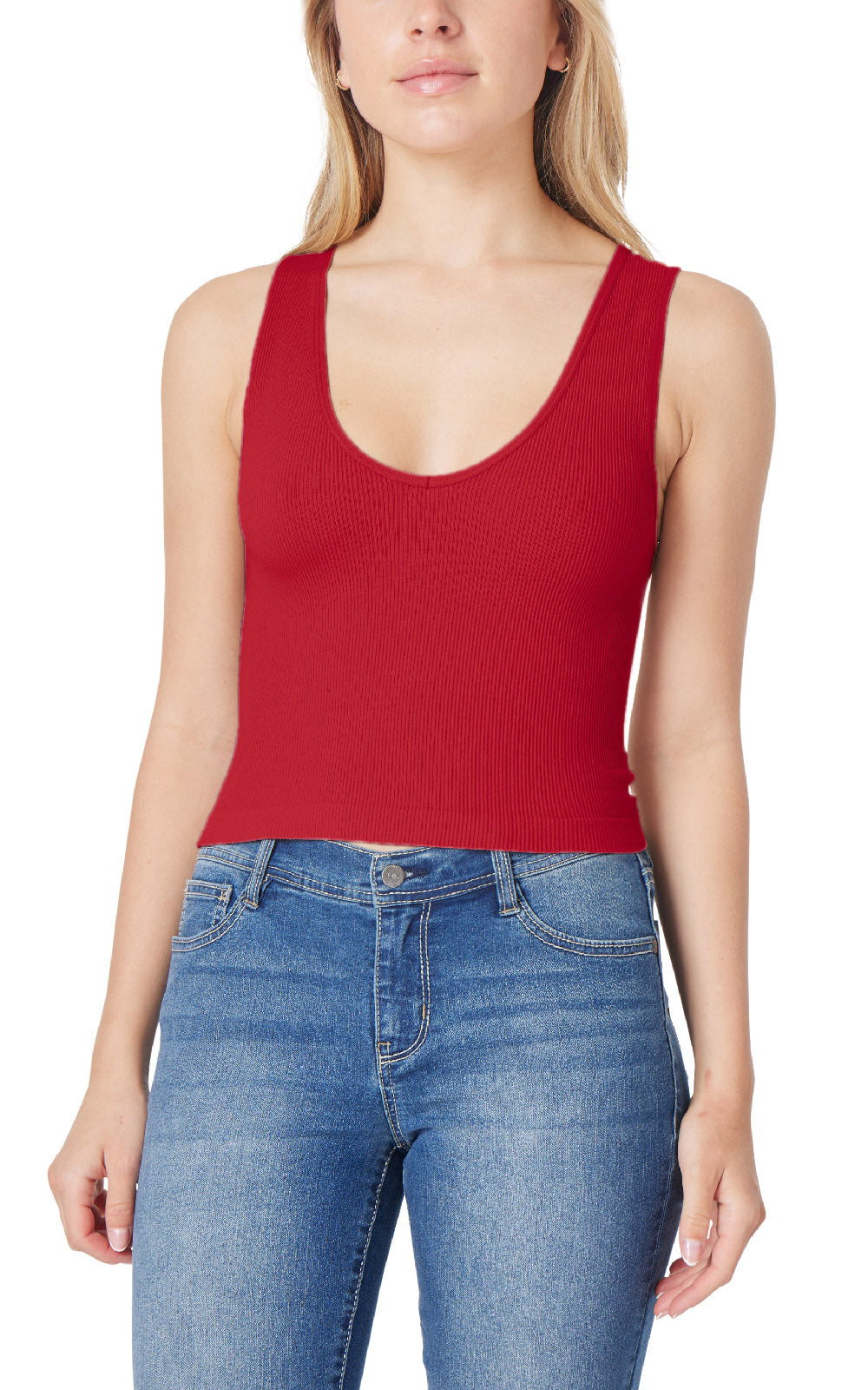 InstaSmooth® Olivia Seamless Rib V-Neck Tank 3 Pack