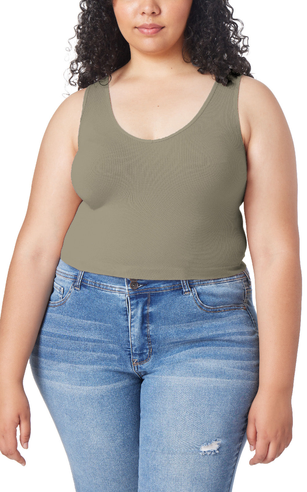 InstaSmooth® Olivia Seamless Rib V-Neck Tank 3 Pack