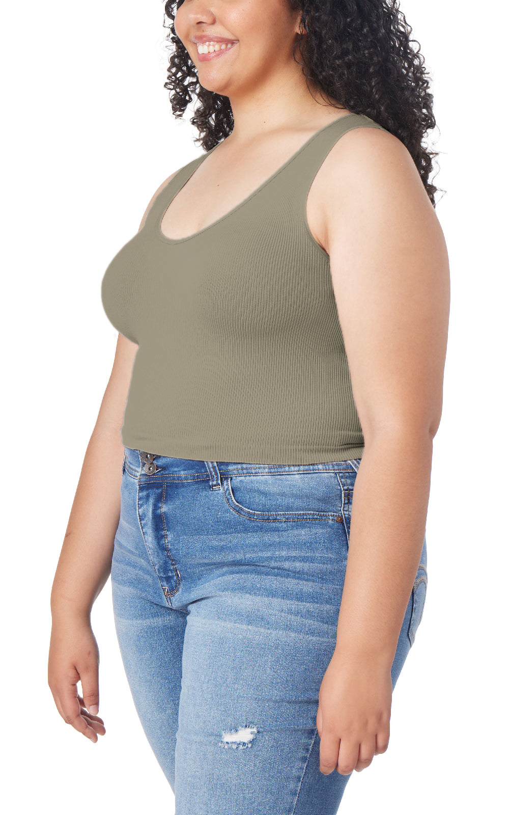 InstaSmooth® Olivia Seamless Rib V-Neck Tank 3 Pack
