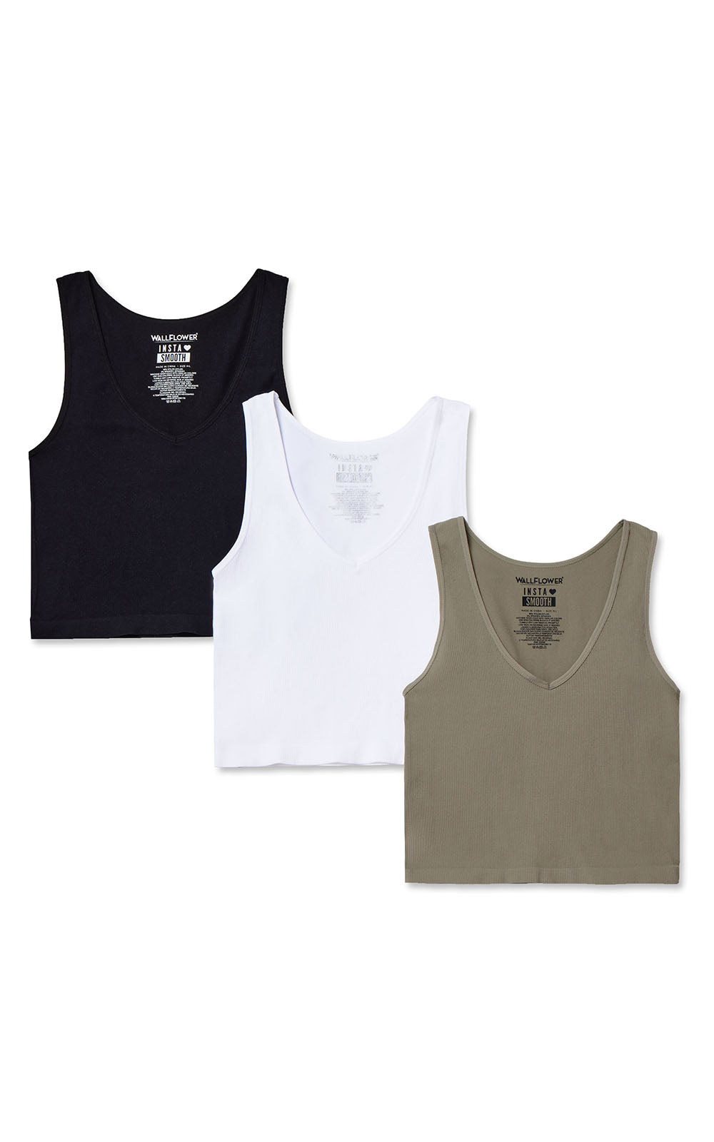 InstaSmooth® Olivia Seamless Rib V-Neck Tank 3 Pack