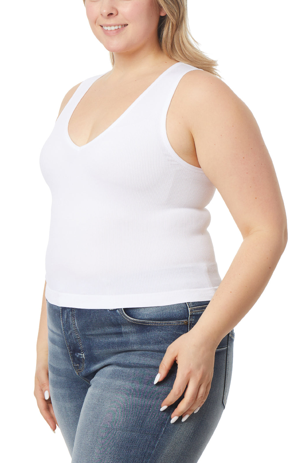 InstaSmooth® Olivia Seamless Rib V-Neck Tank 3 Pack