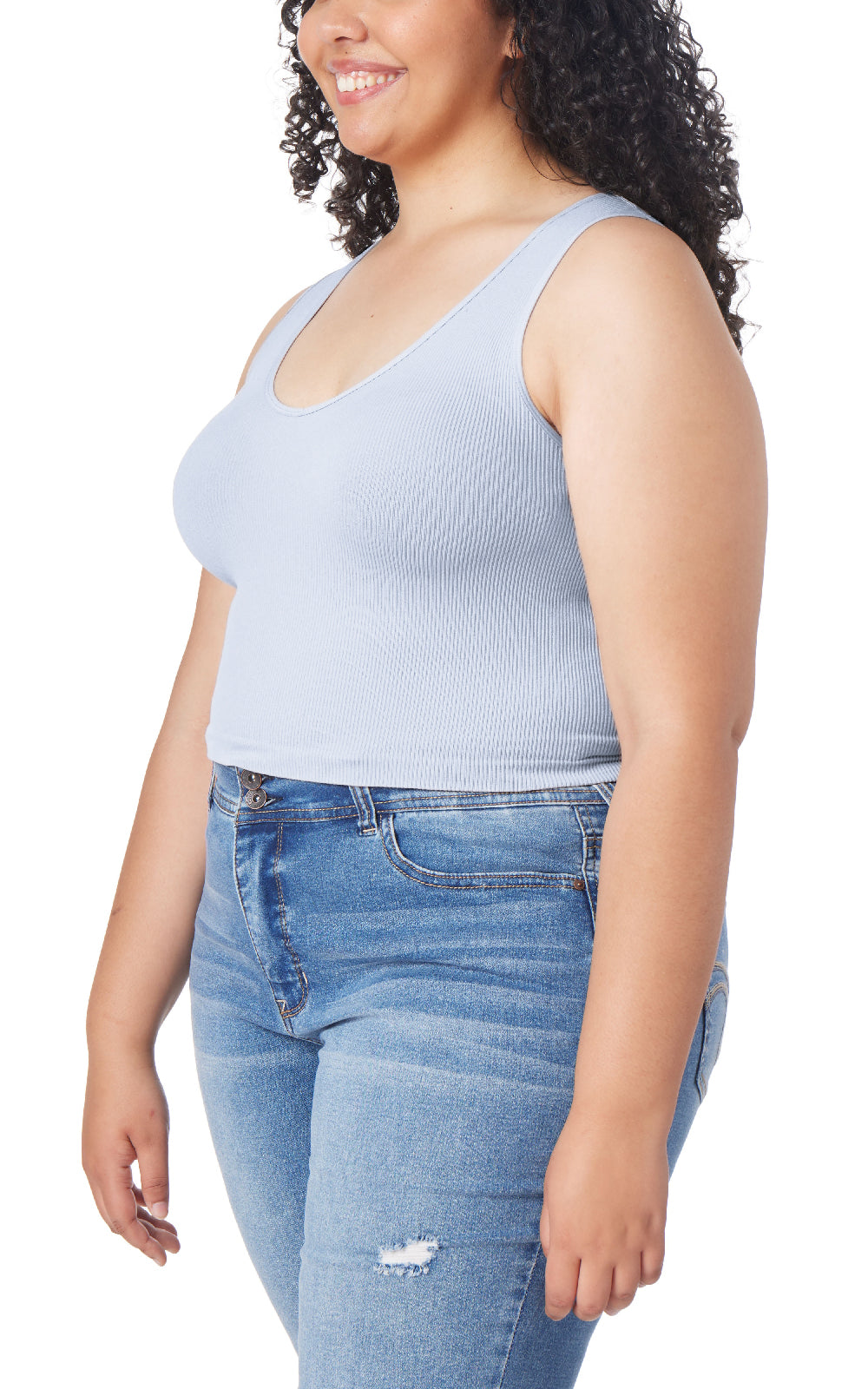 InstaSmooth® Olivia Seamless Rib V-Neck Tank 3 Pack