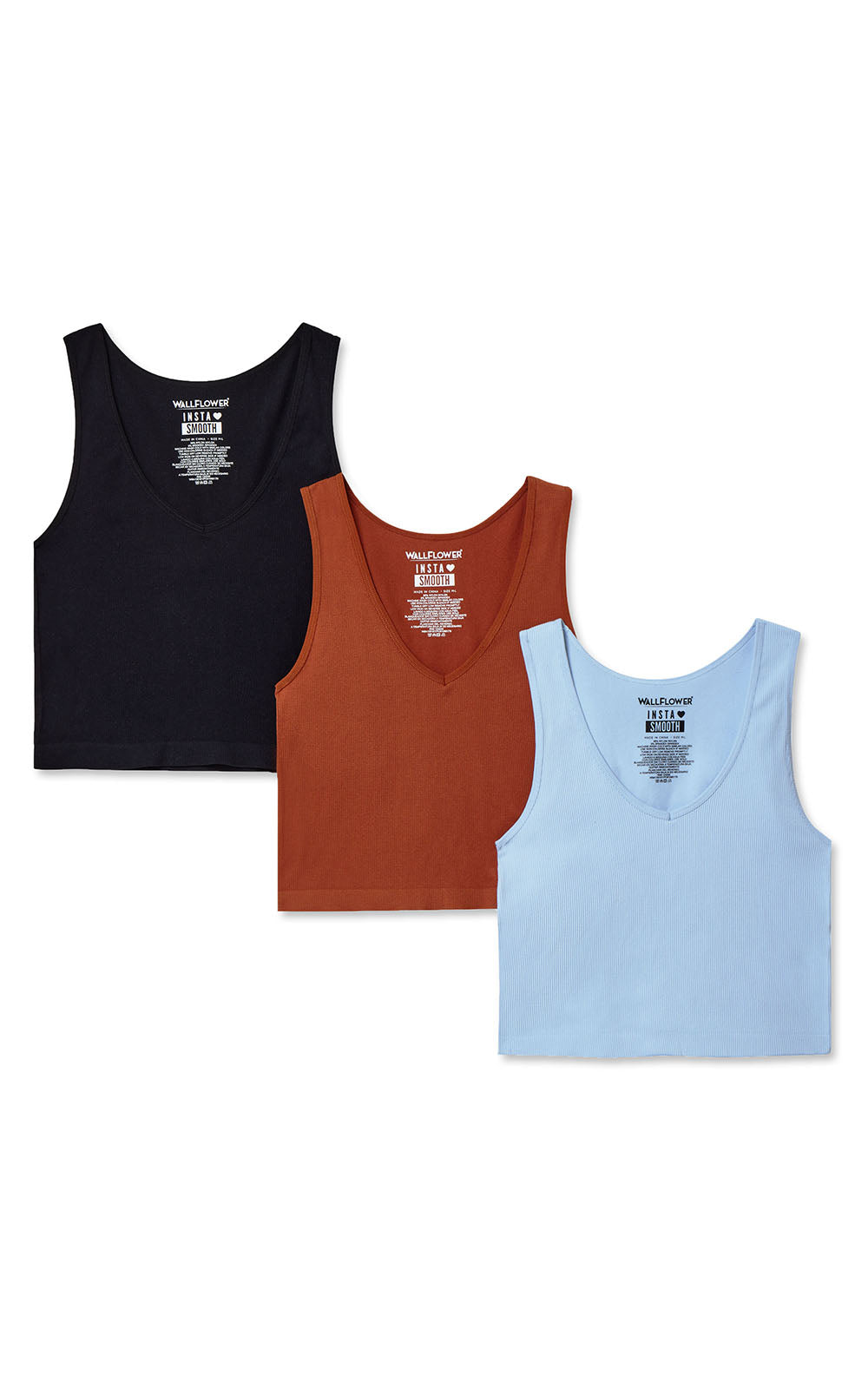 InstaSmooth® Olivia Seamless Rib V-Neck Tank 3 Pack