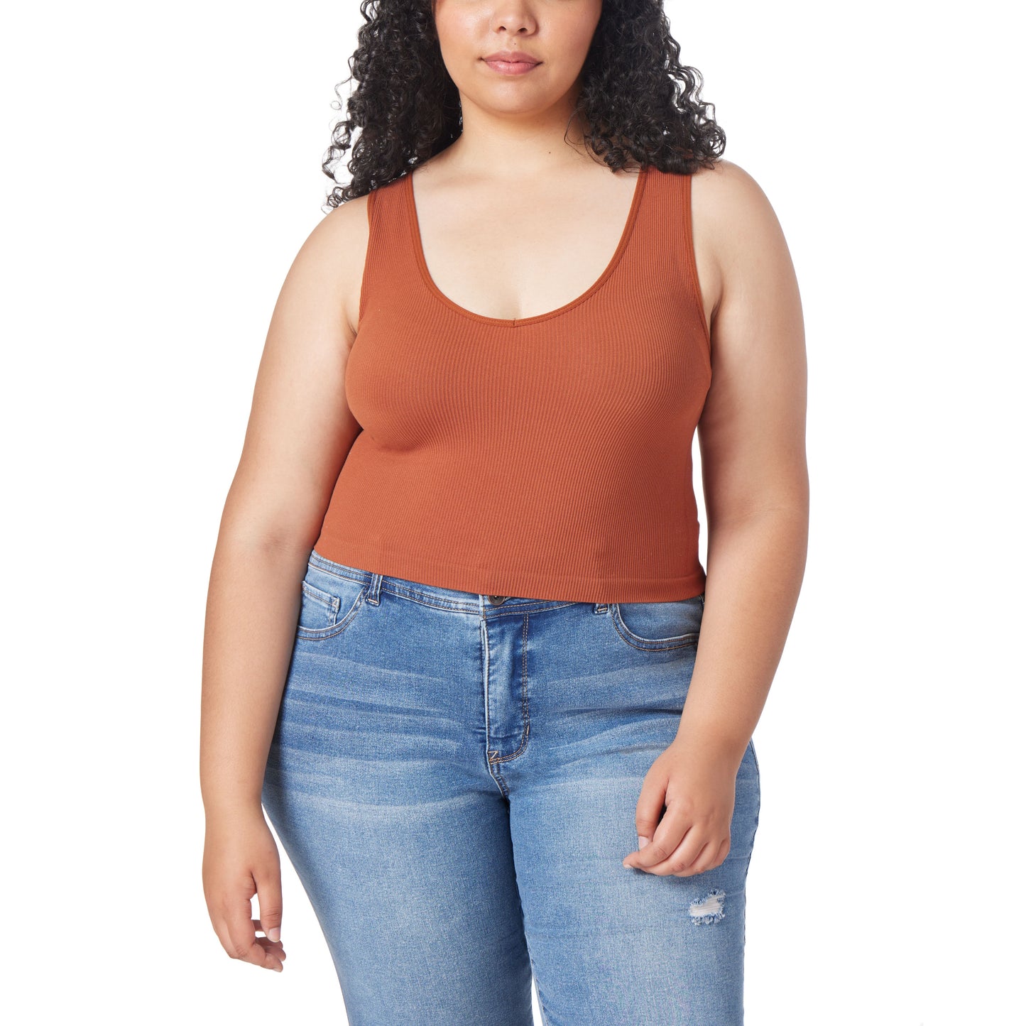 InstaSmooth® Olivia Seamless Rib V-Neck Tank 3 Pack