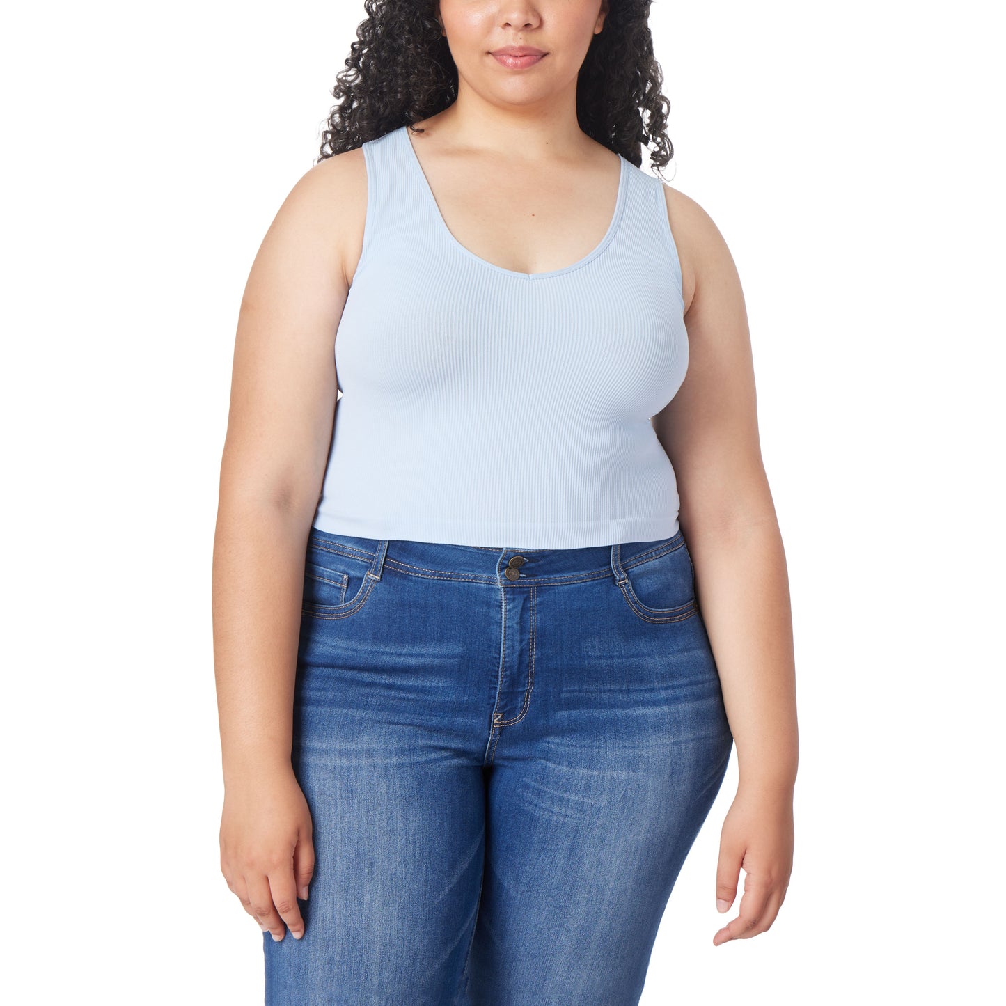 InstaSmooth® Olivia Seamless Rib V-Neck Tank 3 Pack
