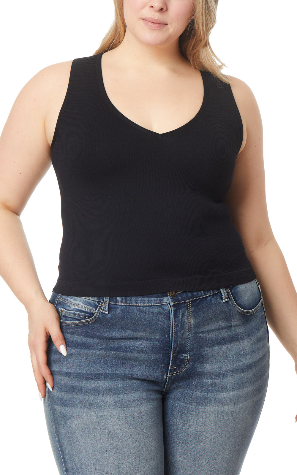 InstaSmooth® Olivia Seamless Rib V-Neck Tank 3 Pack