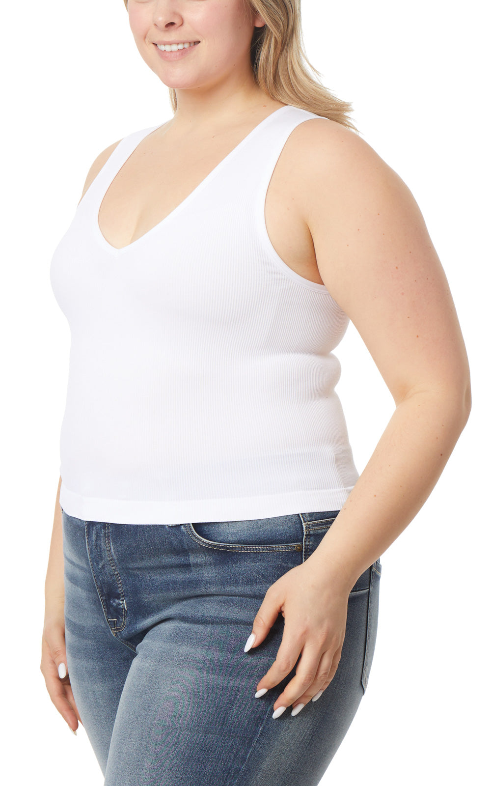 InstaSmooth® Olivia Seamless Rib V-Neck Tank 3 Pack