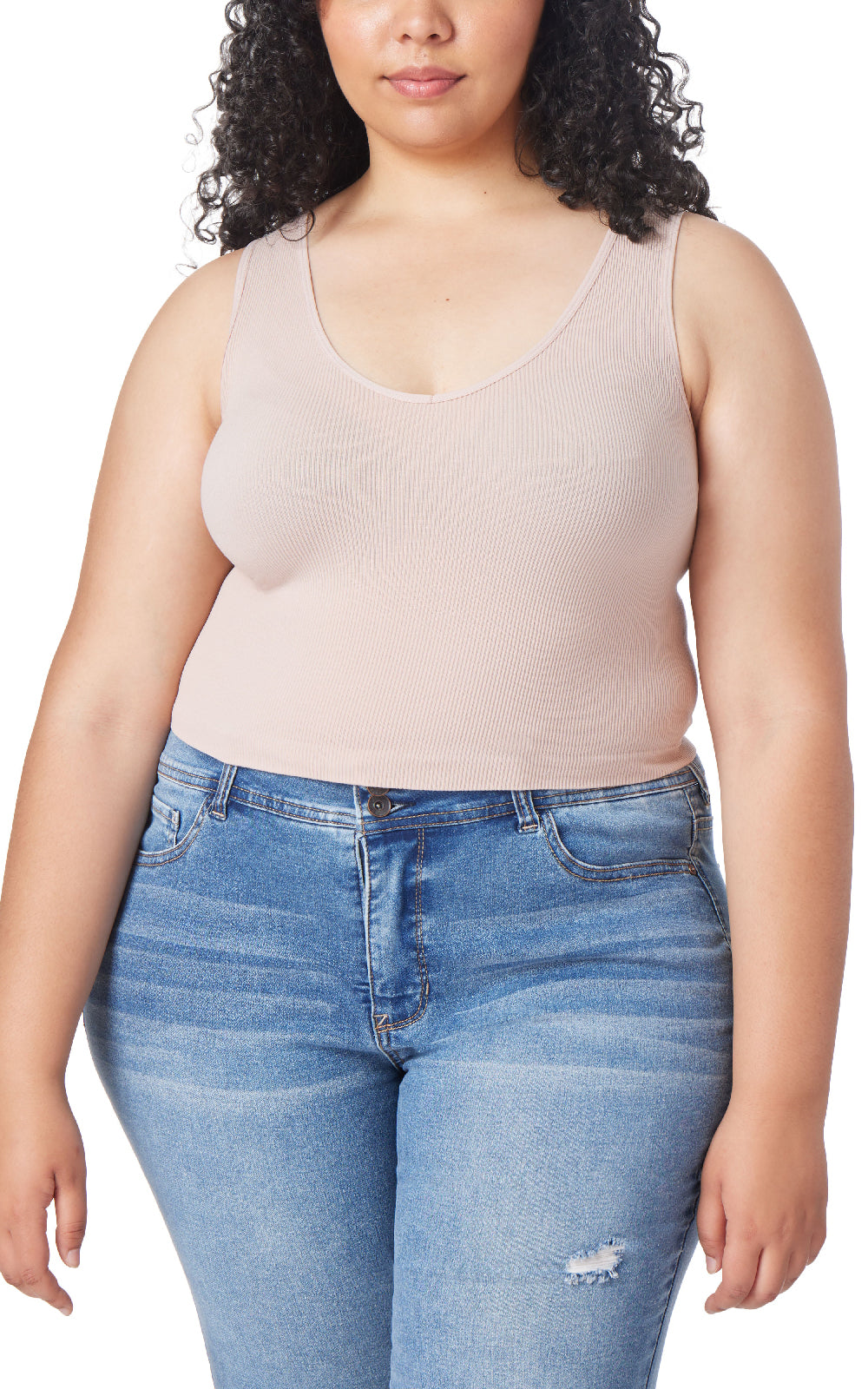 InstaSmooth® Olivia Seamless Rib V-Neck Tank 3 Pack