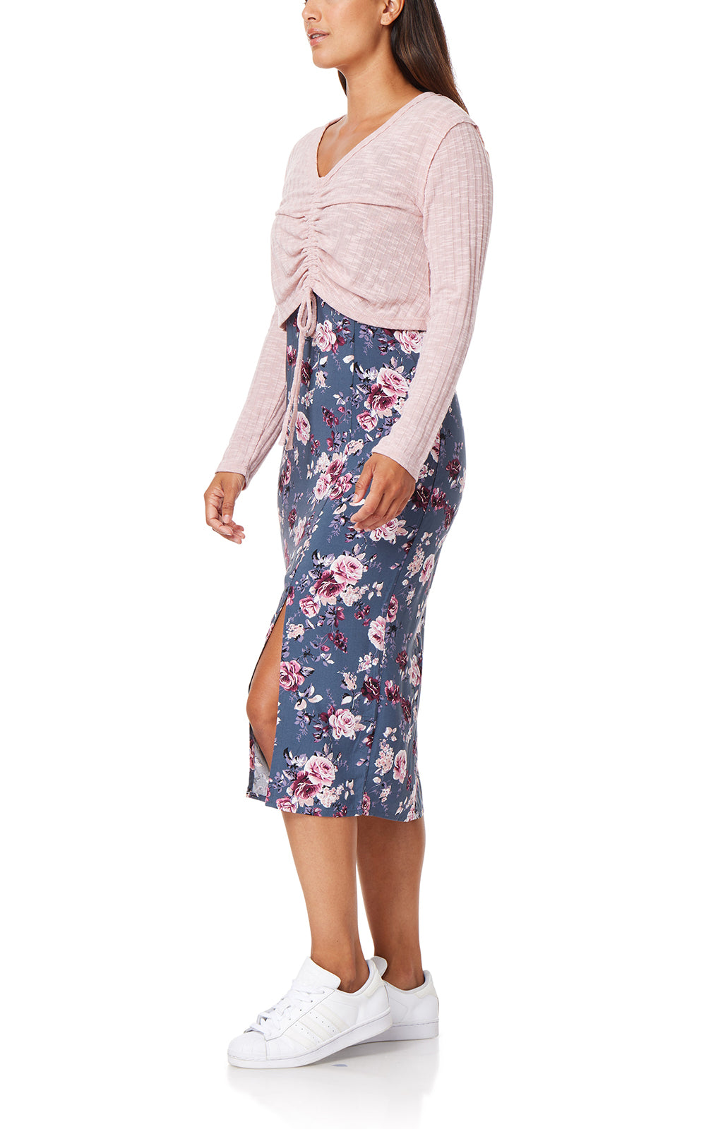 Shiloh Tie-Front Cropped Cardigan & Midi Dress Set