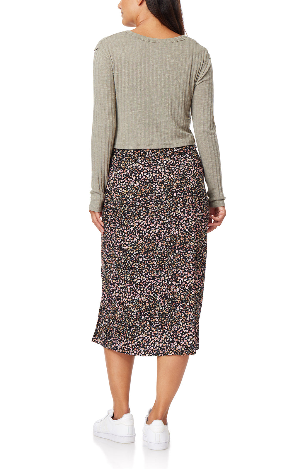 Shiloh Tie-Front Cropped Cardigan & Midi Dress Set